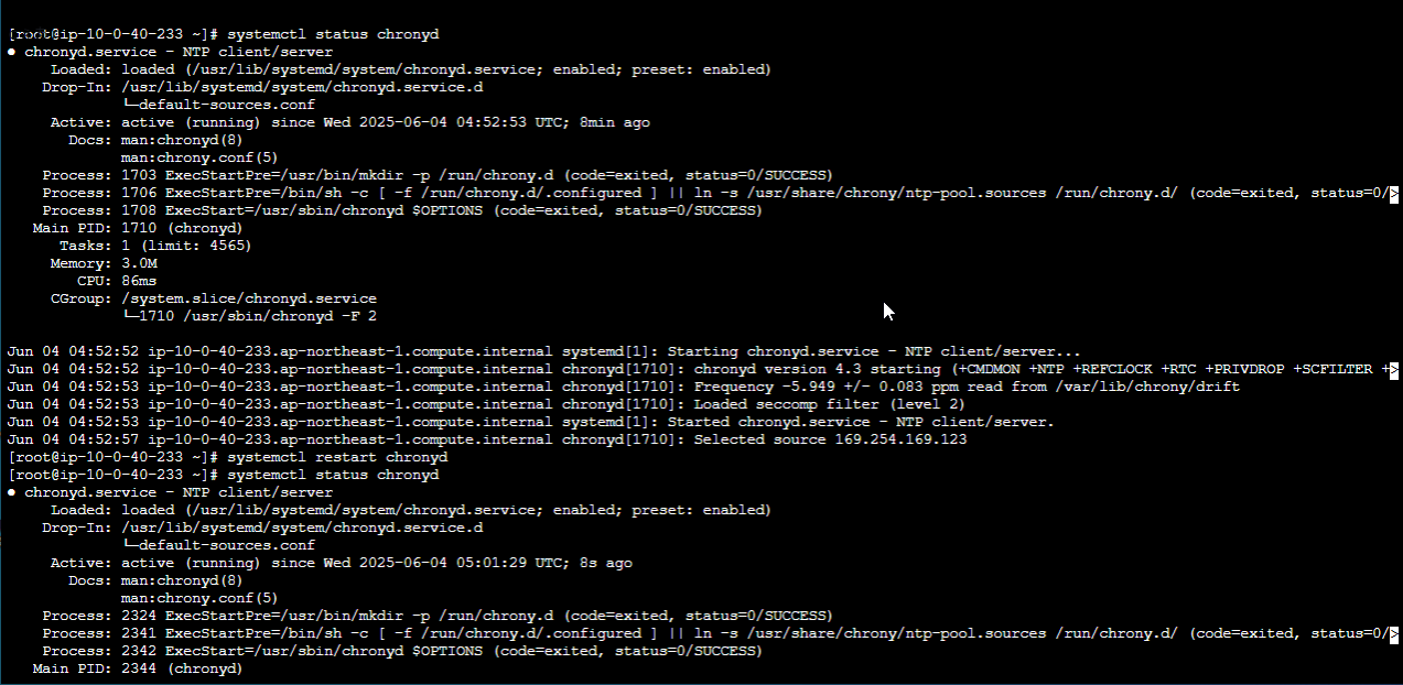 chronyサービス再起動